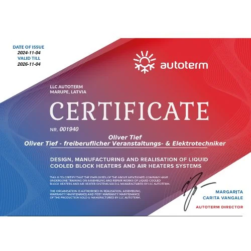 Autoterm Certificate